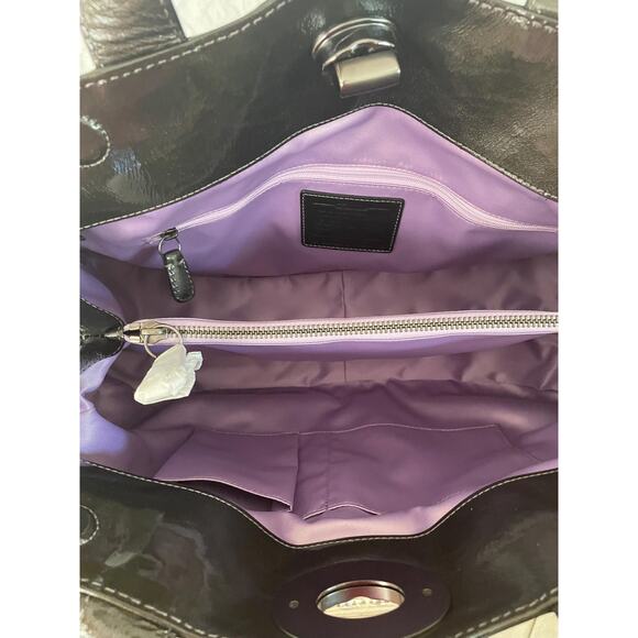 NWT COACH Mia Gunmetal Pleated Leather Carryall Shoulder Bag 13915 - Picture 9 of 10